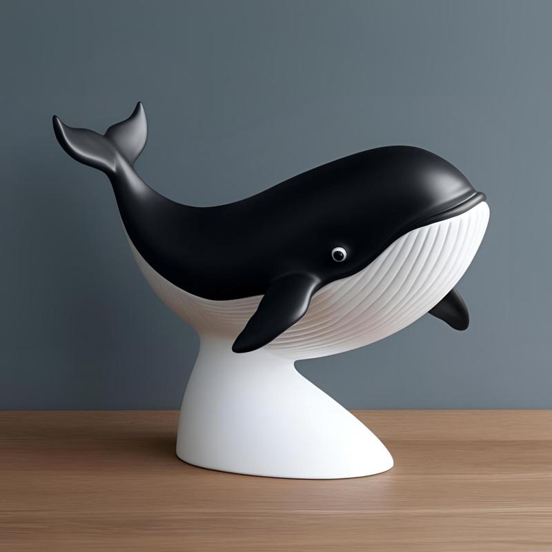 Whale sculpture on stand