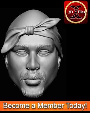 Tupac Shakur 1:6 Scale Head Sculpt – 3D Print File (STL)