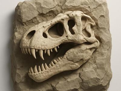 T-REX SKULL FOSSIL INSIDE THE STONE