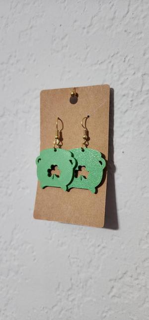 Shamrock Pot of Gold Earring For St. Patrick's Day