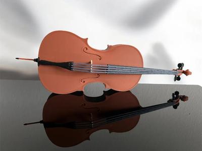 highly detailed cello & bow - movable