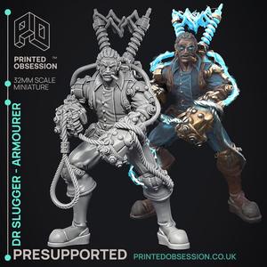 Armourer Alchemist - Dr Slugger - Ghast Buster -  PRESUPPORTED - Illustrated and Stats - 32mm scale