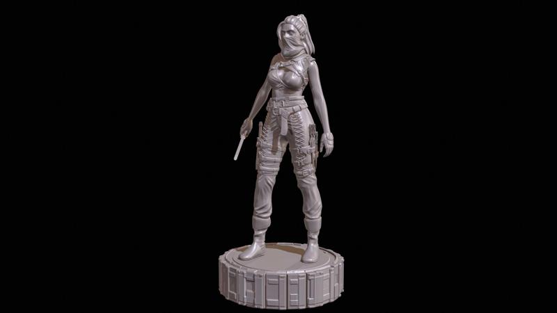 Armed Female Warrior Full Body High Poly for 3D Print