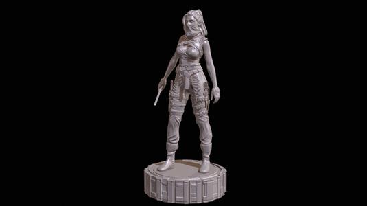 Armed Female Warrior Full Body High Poly for 3D Print