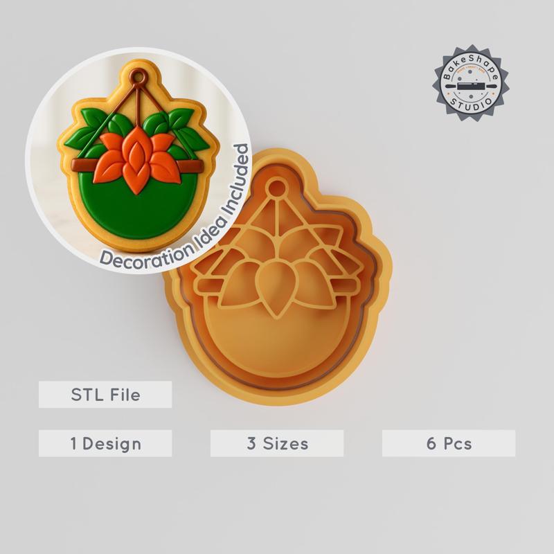 Hanging Plant Shape Cutter & Stamp, Cookie & Fondant Decor, Small, Medium & Large Sizes, 6-Piece Set PRODUCT_400