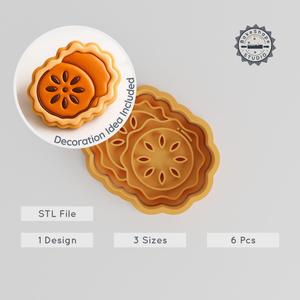 Pie Shape Cutter & Stamp, Cookie & Fondant Decor, 3 Sizes, 6-Piece Set PRODUCT_735