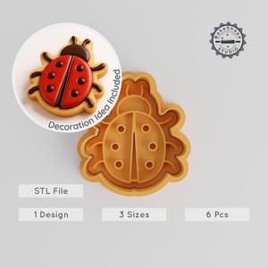 Nature Insect Cookie Cutter & Stamp Set, Bug Design, Springtime Ladybug, 6 Pieces, 3 Sizes, Perfect for Fondant & Cookies PRODUCT_482