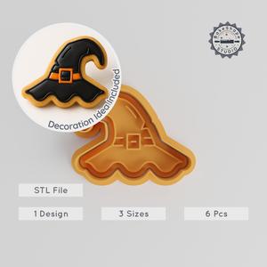 Witch Hat Shape Cutter & Stamp, Perfect for Cookies & Fondant, Halloween Hat Set, 3 Sizes, 6 Pieces PRODUCT_639