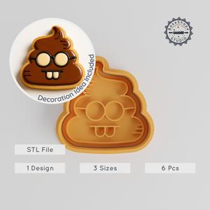 Poop Emoji Shape Cutter & Stamp Set, Funny Cookie & Fondant Design, 3 Sizes, 6 Pieces, Quirky Humor PRODUCT_371