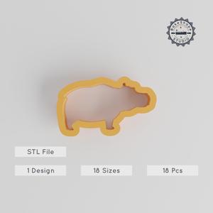 Hippo Shape Cutter, 18 Sizes, Perfect for Cookies, Fondant & Clay, Animal Theme, Fauna, African Mammal STL File PRODUCT_136