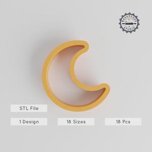 Crescent Moon Shape Cutter Set, 18 Sizes 0.75"-5", Cookie & Fondant Tool, Clay Craft Arc Design STL PRODUCT_1167