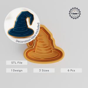 Wizard Hat Cutter & Stamp Bundle, 6-Piece Set for Cookies & Fondant, Halloween Magic Hat, Sorcery & Mystic Designs, Sizes S/M/L PRODUCT_1035