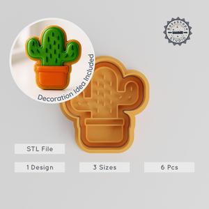 Mini Cactus Shape Cutter & Stamp Set, Perfect for Cookies & Fondant, 3 Sizes, 6 Pieces, House Botany Decor PRODUCT_337