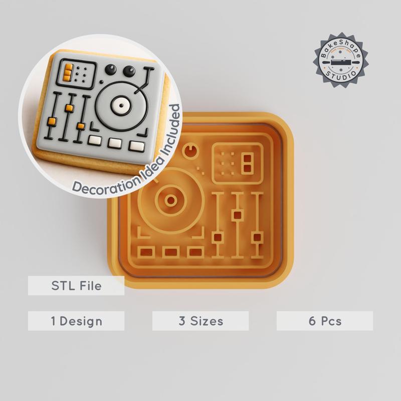 Mixing Shape Cutter & Stamp Set, Cookie & Fondant Tool, Party Mixer Design, 3 Sizes S/M/L, 6 Piece Collection PRODUCT_2708