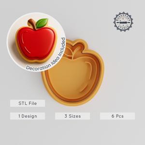 Apple Shape Cutter & Stamp, Cookie & Fondant Decorating Set, 3 Sizes, 6 Pieces PRODUCT_1041