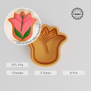 Tulip Shape Cutter & Stamp Set, Perfect for Cookies & Fondant, Floral Flower Tool, Includes 3 Sizes, S/M/L, 6 Pieces PRODUCT_12