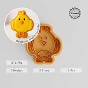 Chick Shape Cutter & Stamp Set, Perfect for Cookies & Fondant, Easter Chick, Sizes S/M/L, 6-Piece Baking Collection PRODUCT_17