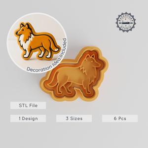 Shetland Sheepdog Cutter & Stamp, Cookie & Fondant Decor, Sheltie Puppy Shape, 3 Sizes S/M/L, Animal Pet Theme, Set of 6 STL Files PRODUCT_300