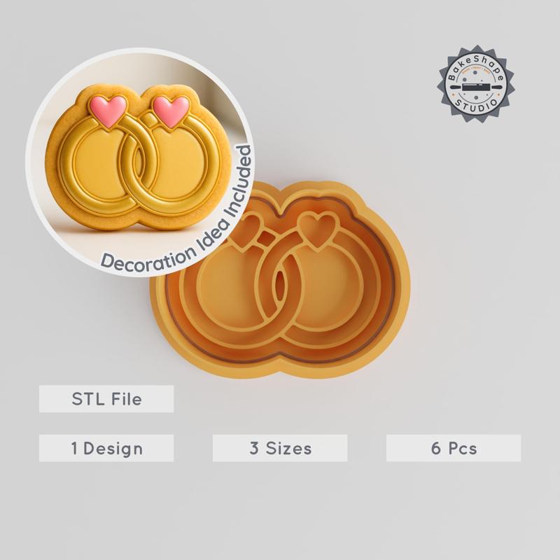 Diamond Ring Cookie Cutter & Stamp Set, 6pc, Perfect for Cookies & Fondant, S/M/L Sizes PRODUCT_192