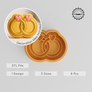 Diamond Ring Cookie Cutter & Stamp Set, 6pc, Perfect for Cookies & Fondant, S/M/L Sizes PRODUCT_192