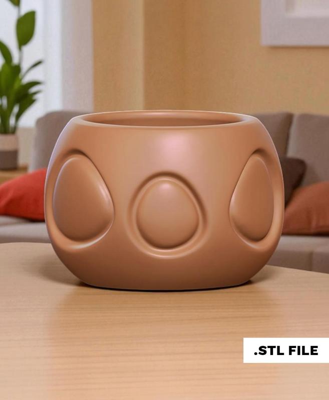 Pebble Drop Planter – Organic Pattern STL for 3D Printing