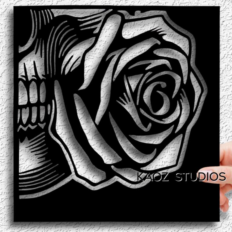 Piece 4 of 4 HUGE Gothic Skull with Rose Halloween Decor