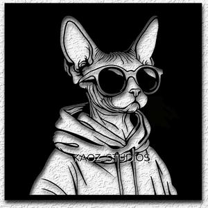 Street Cred Sphynx Wall Art Funny Cat Wall Decor