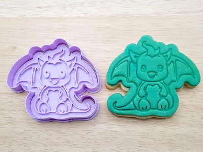 Adorable Baby Dragon Cookie Cutter and Fondant Stamp