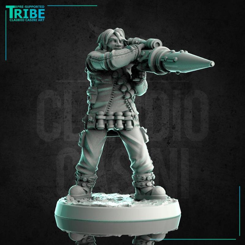 (0251) Male soldier sci-fi post-apocalyptic with rocket launcher