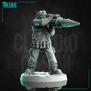 (0251) Male soldier sci-fi post-apocalyptic with rocket launcher