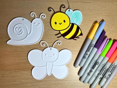 New Cute Bee, Butterfly & Snail Coloring Set