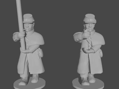 10-15mm American Civil War Standard Bearers in Greatcoats Marching Pose 1 UA-60
