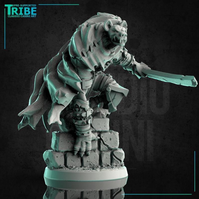 (0186) Male gnoll thief rogue assassin with knive
