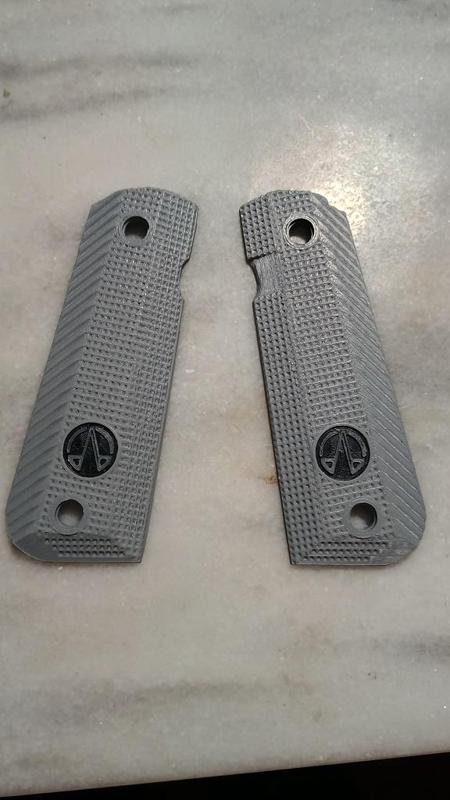 1911 Operator style grips W/ frontstrap grip and 14.25mm OPA medallions. 