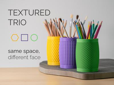 Textured Trio: Geometric Pen Holders