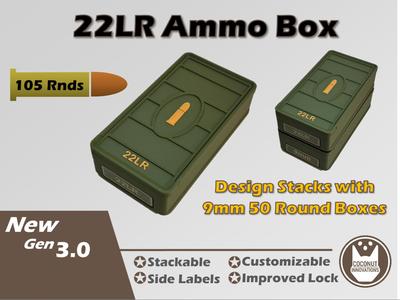 Ammo Storage Box 22LR 105 Round - Stacks with 9mm