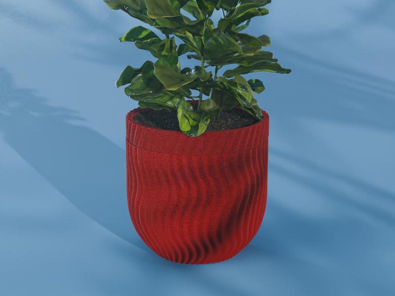 Kaze Planter Pot, Wavy Sine | Small, Medium, Large | Self Watering and Drip Tray 