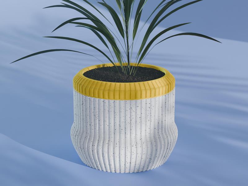 Yuki Planter Pot, Striped | Small, Medium, Large | Self Watering and Drip Tray 