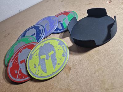 Spartan Race Medals Coasters & Coaster Holder