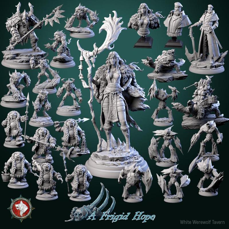'A Frigid Hope' November 2024 release 21 STL's miniatures pre-supported + dnd 5e stats block