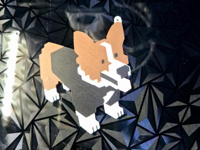 Corgi in a Suit in Minecraft Style/Keychain