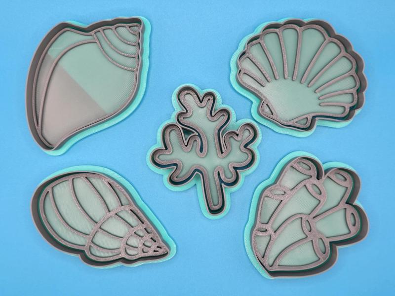 Sea Beach Shell Coral Cookie Cutter Playdoh Stamp