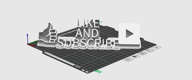 Sweeping 2-line name plate Like And Subscribe with paly button and thumbs up emoji.