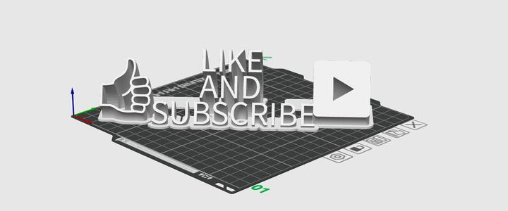 Sweeping 2-line name plate Like And Subscribe with paly button and thumbs up emoji.