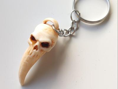Raptor Fang Skull Keychain – Dino Tooth Pendant