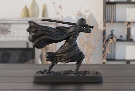 Shadowblade Warrior – Man with Sword Dynamic Sculpture