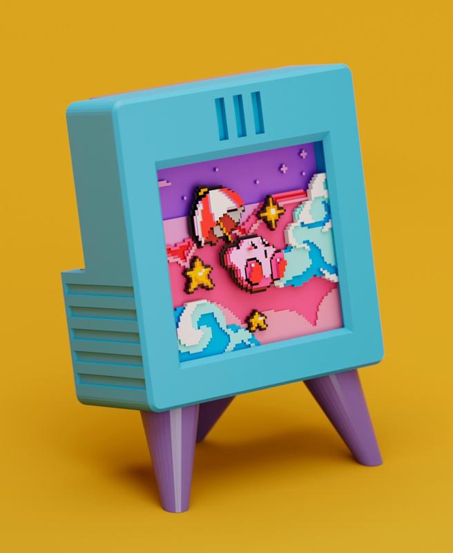 KIRBY - Pixel Voxel Art Frame (No support, 3MF included)