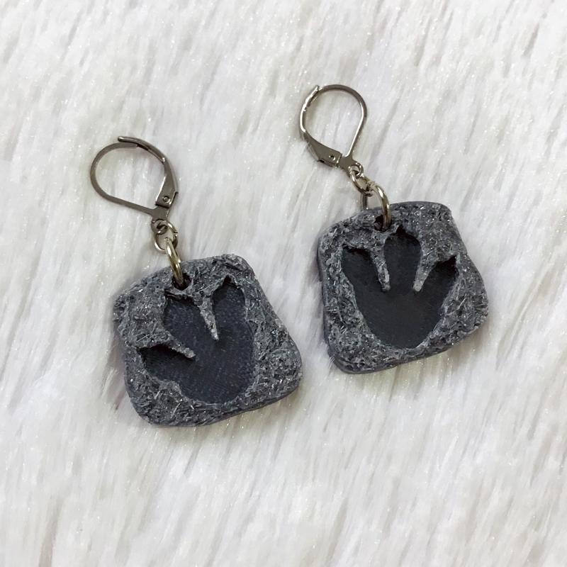 Theropod Footprint Earrings