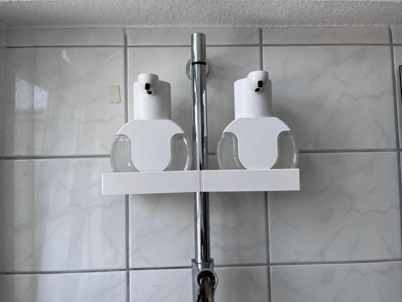 Single/double shower shelf for 25mm rails V22
