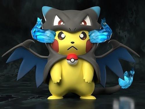Pikachu & Mega Charizard X Fusion